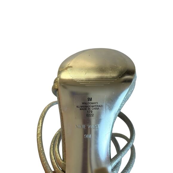 Nine West Women’s Loomay Silver Glitter Sparkle Strappy Open Toe Stiletto Size 9 - Picture 6 of 7